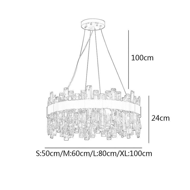 Lampadario a sospensione in vetro stile europeo, 8/12/16/20 luci, E12/E14, 50/60/80/100 x 24 cm