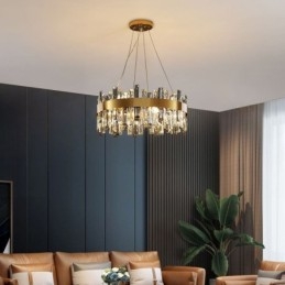 Lampadario a sospensione in vetro stile europeo, 8/12/16/20 luci, E12/E14, 50/60/80/100 x 24 cm