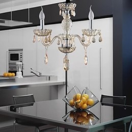 Lampadario in vetro 3 luci stile palazzo con lampadine a candela