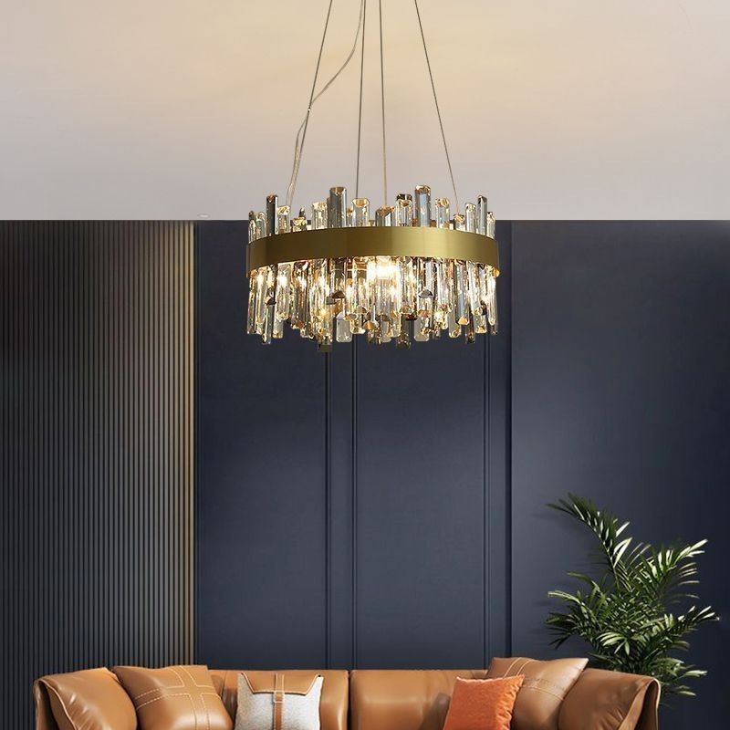 Lampadario a sospensione in vetro stile europeo, 8/12/16/20 luci, E12/E14, 50/60/80/100 x 24 cm