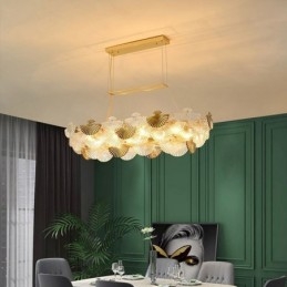 Lampadario a sospensione a ventaglio in vetro europeo 8 luci E12/E14