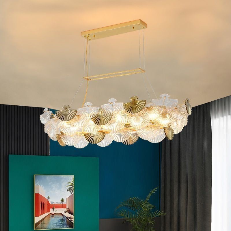 Lampadario a sospensione a ventaglio in vetro europeo 8 luci E12/E14
