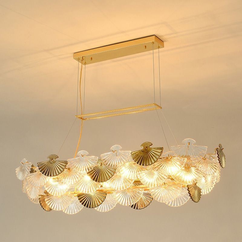 Lampadario a sospensione a ventaglio in vetro europeo 8 luci E12/E14