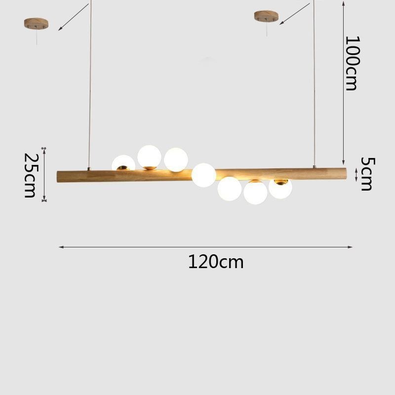 Lampada a sospensione Magic Bean in legno e vetro con strisce di legno