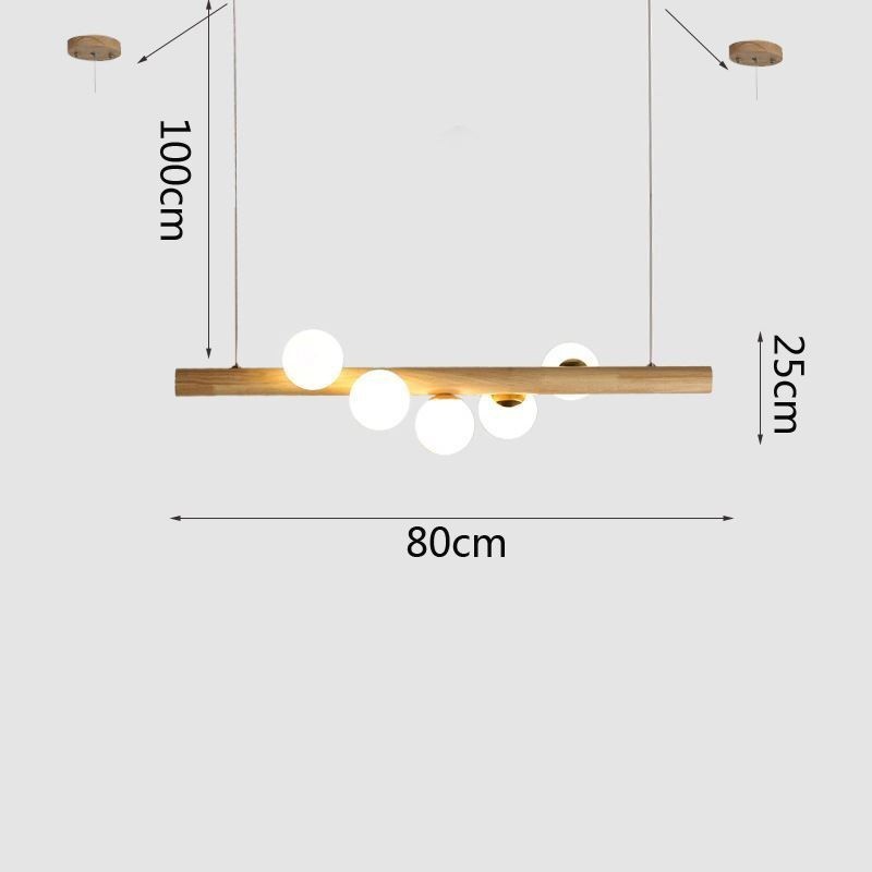 Lampada a sospensione Magic Bean in legno e vetro con strisce di legno