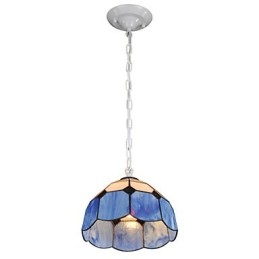 Lampadario mini in vetro stile country bianco e blu