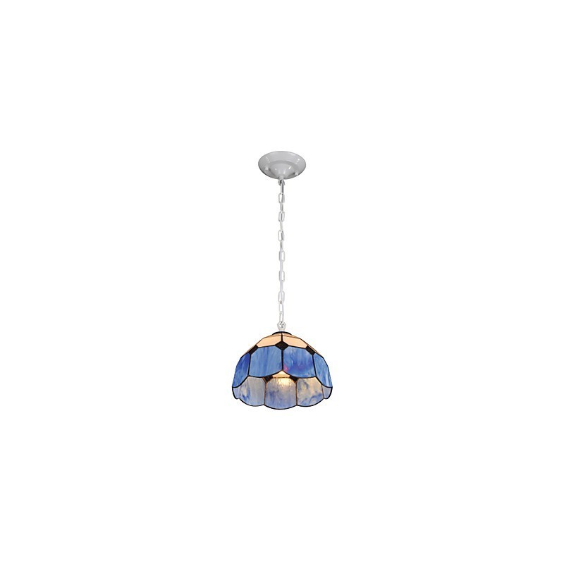 Lampadario mini in vetro stile country bianco e blu