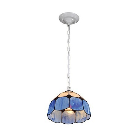 Lampadario mini in vetro stile country bianco e blu