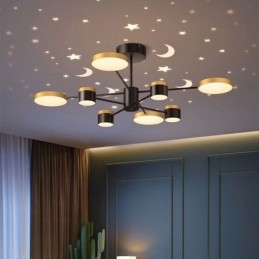 Lampadario a sospensione LED con proiezione di stelle, 6/8 luci