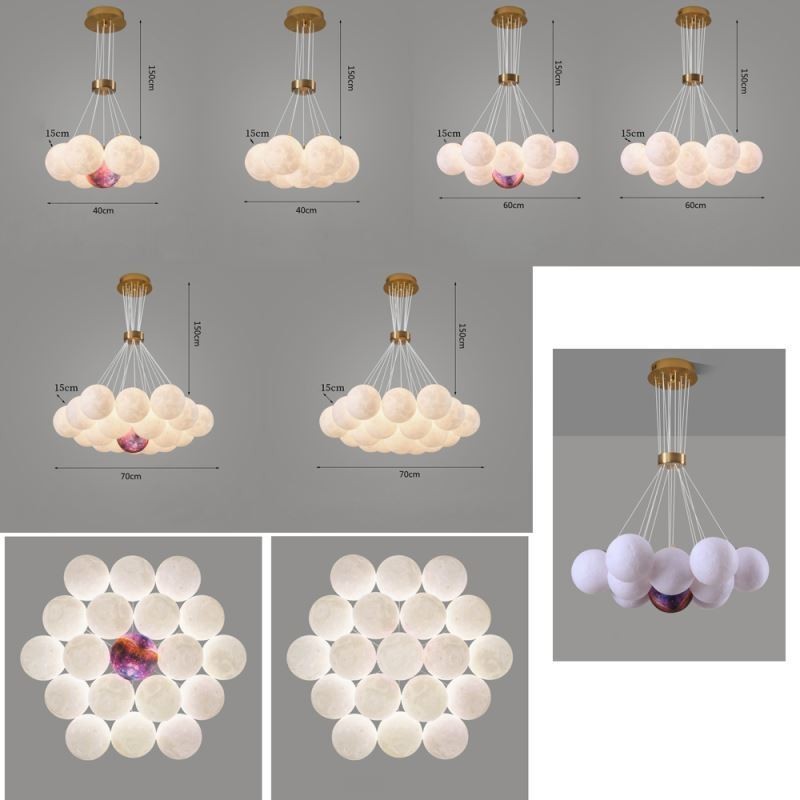 Lampada a sospensione moderna a bolle di luna stampata in 3D a forma di palline