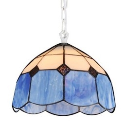Lampadario mini in vetro stile country bianco e blu