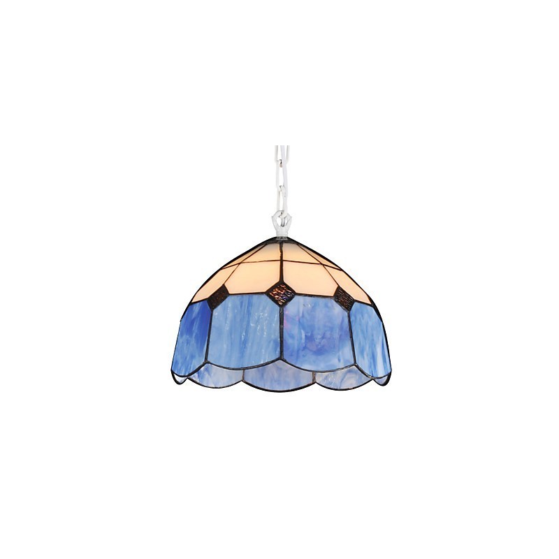 Lampadario mini in vetro stile country bianco e blu