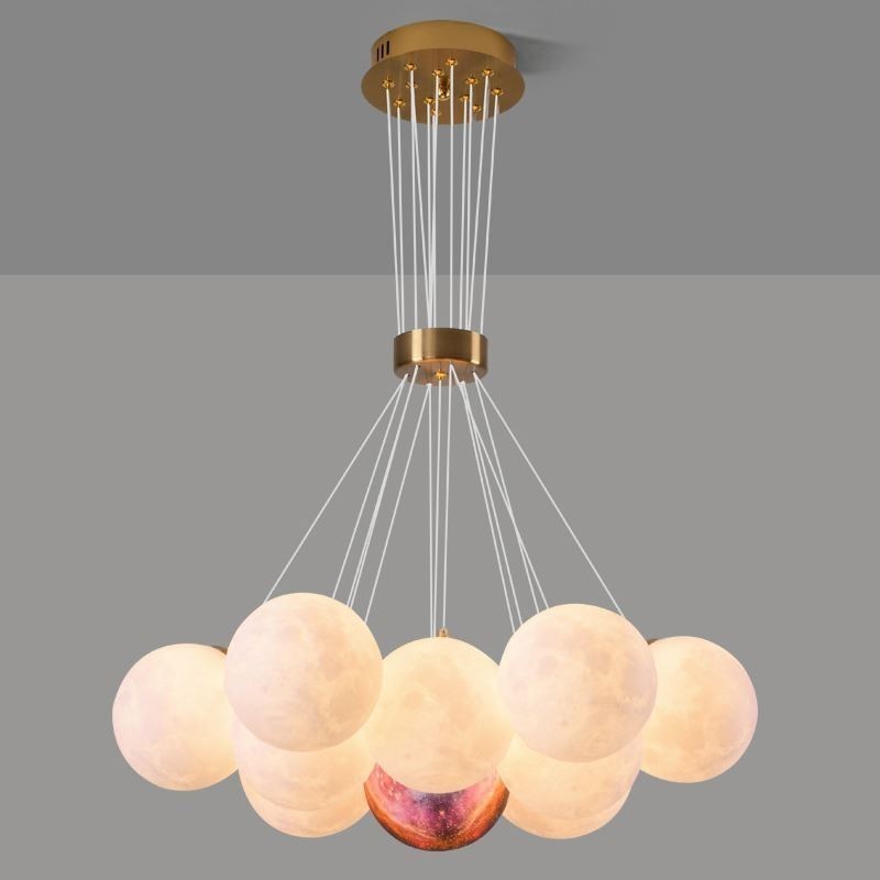 Lampada a sospensione moderna a bolle di luna stampata in 3D a forma di palline