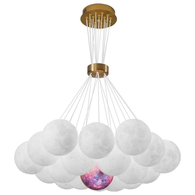 Lampada a sospensione moderna a bolle di luna stampata in 3D a forma di palline