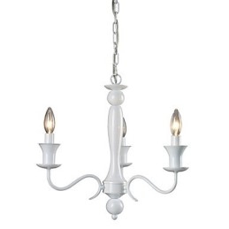Lampadario rustico stile Lodge a candela, 1 livello, bianco, catena regolabile 50 cm
