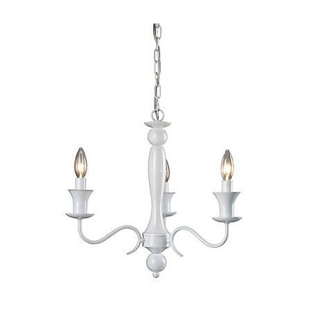 Lampadario rustico stile Lodge a candela, 1 livello, bianco, catena regolabile 50 cm