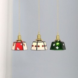 Lampada a sospensione in vetro colorato stile giapponese retrò da comodino
