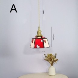 Lampada a sospensione in vetro colorato stile giapponese retrò da comodino