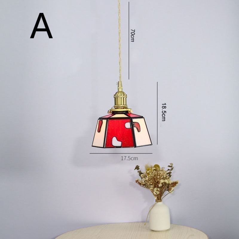 Lampada a sospensione in vetro colorato stile giapponese retrò da comodino