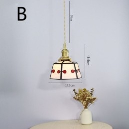 Lampada a sospensione in vetro colorato stile giapponese retrò da comodino