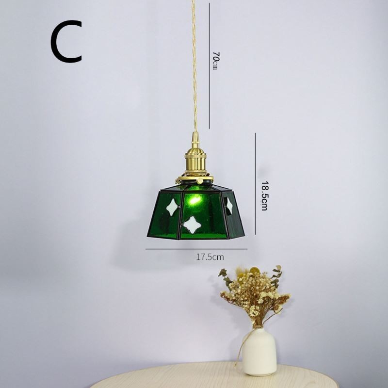 Lampada a sospensione in vetro colorato stile giapponese retrò da comodino