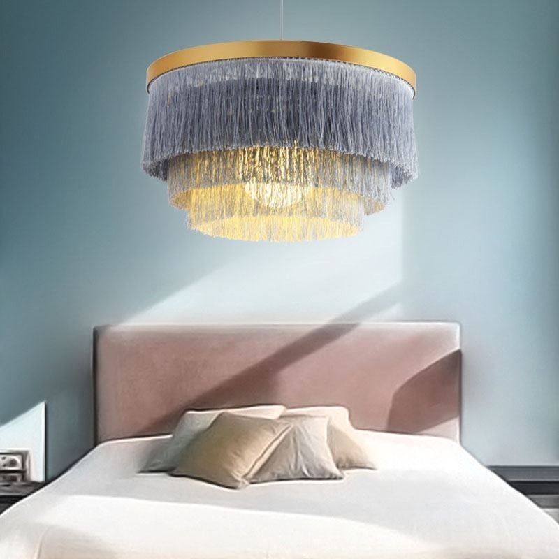 Lampadario a sospensione nordico moderno con nappa, 42×42×23 cm, E26/E27