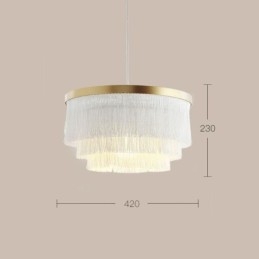 Lampadario a sospensione nordico moderno con nappa, 42×42×23 cm, E26/E27