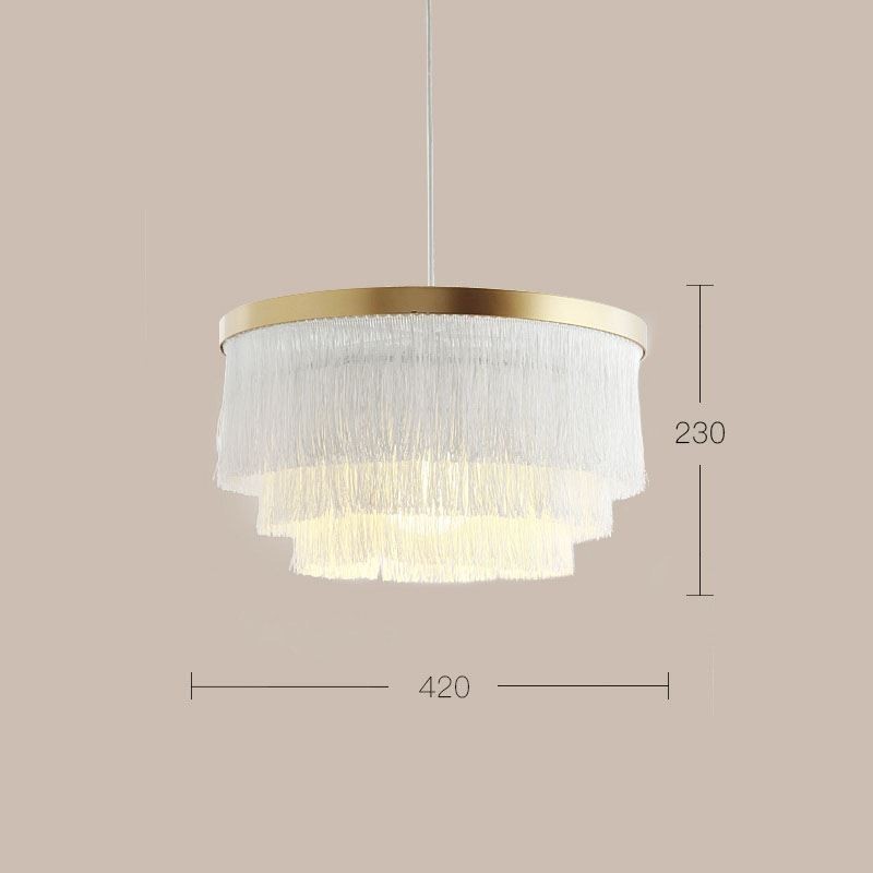 Lampadario a sospensione nordico moderno con nappa, 42×42×23 cm, E26/E27