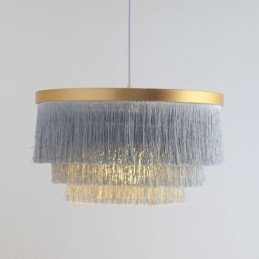 Lampadario a sospensione nordico moderno con nappa, 42×42×23 cm, E26/E27