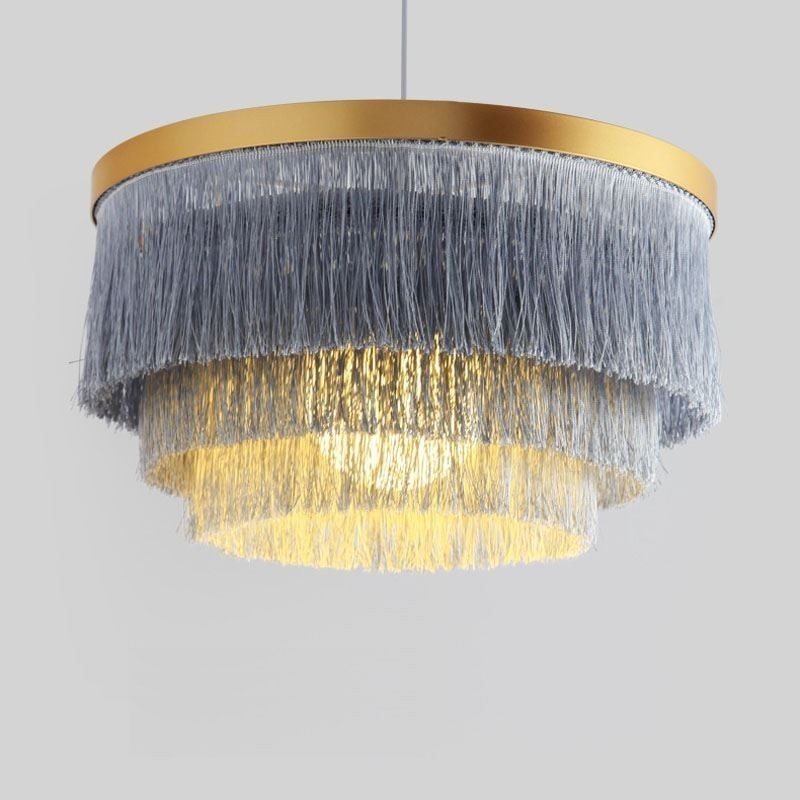 Lampadario a sospensione nordico moderno con nappa, 42×42×23 cm, E26/E27