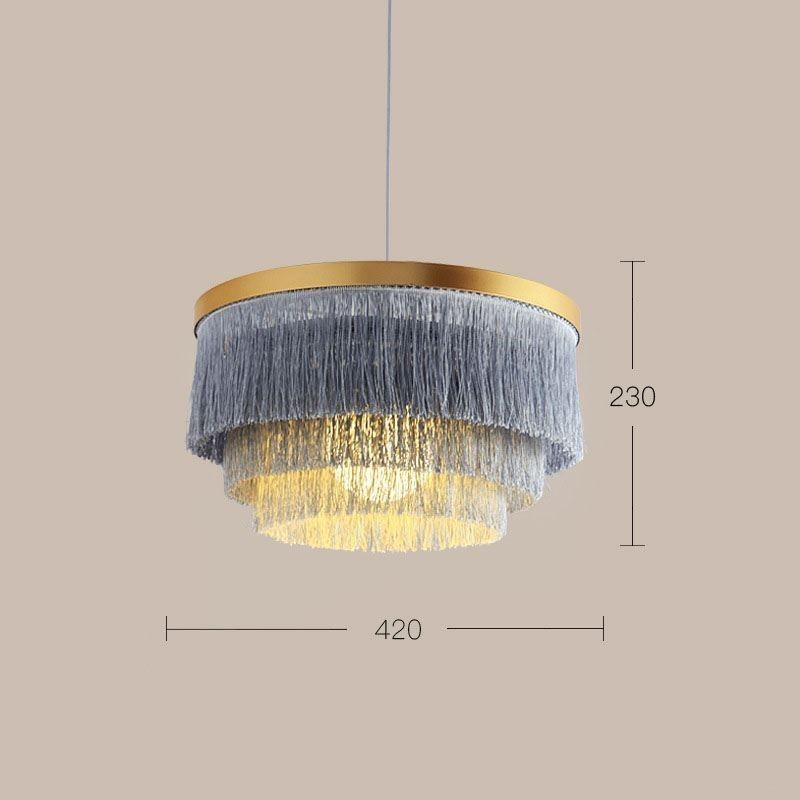 Lampadario a sospensione nordico moderno con nappa, 42×42×23 cm, E26/E27
