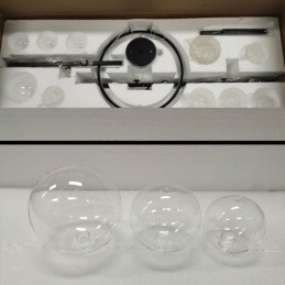 Lampadario a sospensione moderno in metallo con bolle di vetro trasparente