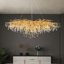 Lampadario a sospensione LED moderno oro 10 luci 50 W L100 x W50 x H50 cm