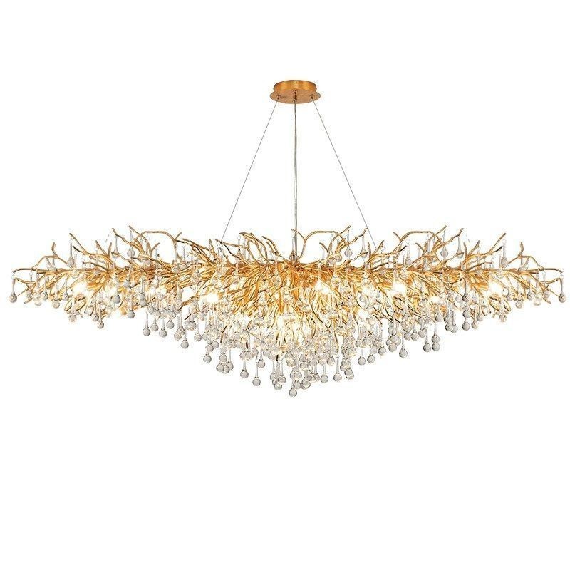 Lampadario a sospensione LED moderno oro 10 luci 50 W L100 x W50 x H50 cm