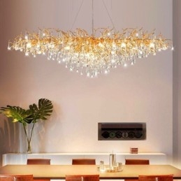 Lampadario a sospensione LED moderno oro 10 luci 50 W L100 x W50 x H50 cm
