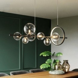 Lampadario a sospensione moderno a bolle in vetro e acrilico con lampadine G9