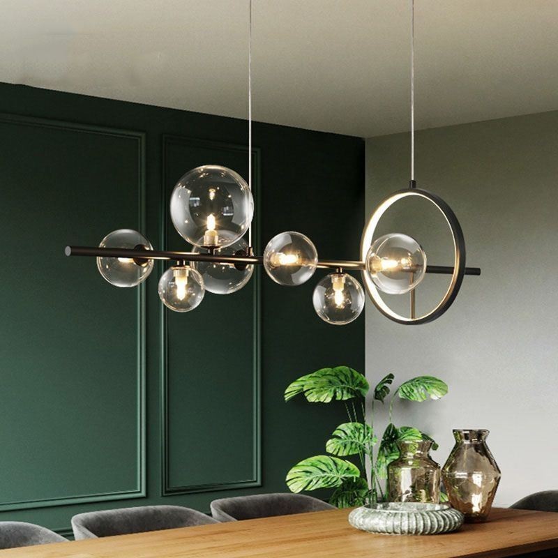 Lampadario a sospensione moderno a bolle in vetro e acrilico con lampadine G9