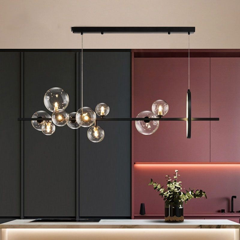Lampadario a sospensione moderno a bolle in vetro e acrilico con lampadine G9