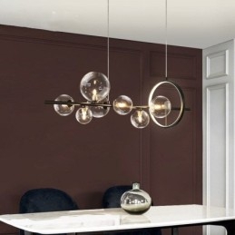 Lampadario a sospensione moderno a bolle in vetro e acrilico con lampadine G9