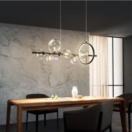Lampadario a sospensione moderno a bolle in vetro e acrilico con lampadine G9