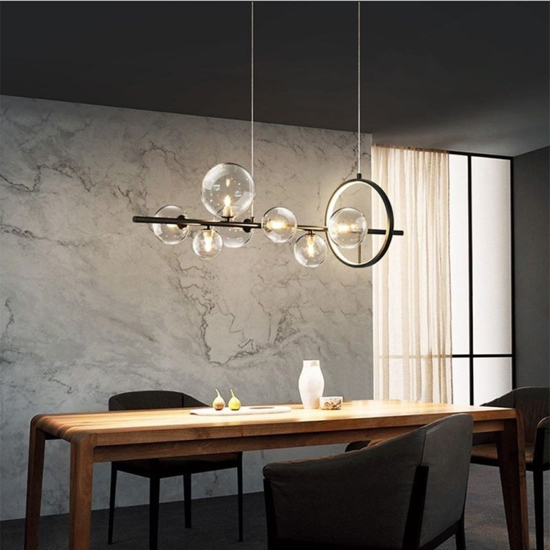 Lampadario a sospensione moderno a bolle in vetro e acrilico con lampadine G9