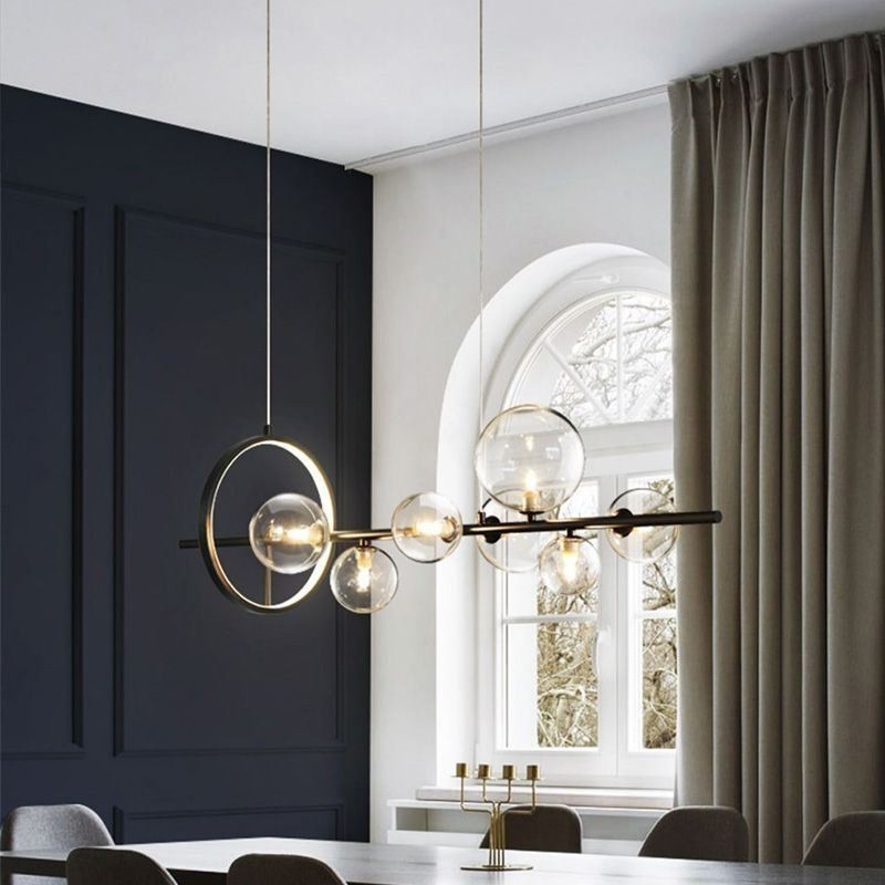 Lampadario a sospensione moderno a bolle in vetro e acrilico con lampadine G9