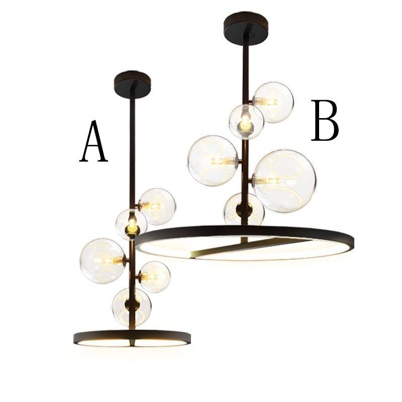 Lampadario a sospensione moderno nordico in vetro effetto bolle, 6 luci G9+LED