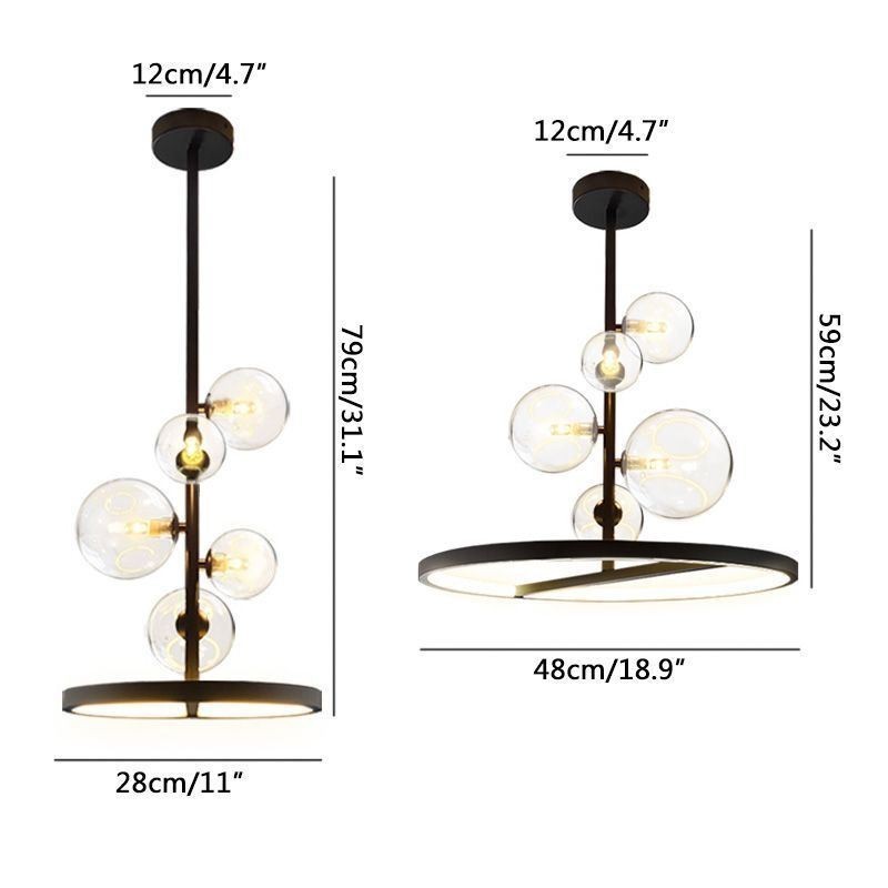Lampadario a sospensione moderno nordico in vetro effetto bolle, 6 luci G9+LED