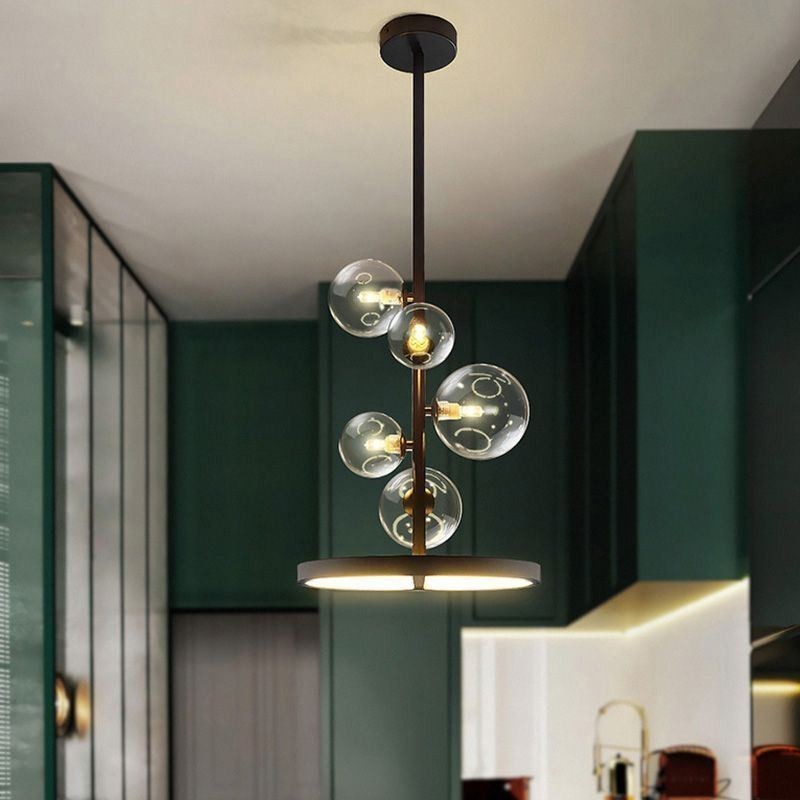 Lampadario a sospensione moderno nordico in vetro effetto bolle, 6 luci G9+LED