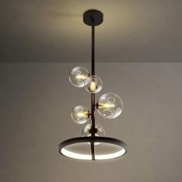 Lampadario a sospensione moderno nordico in vetro effetto bolle, 6 luci G9+LED