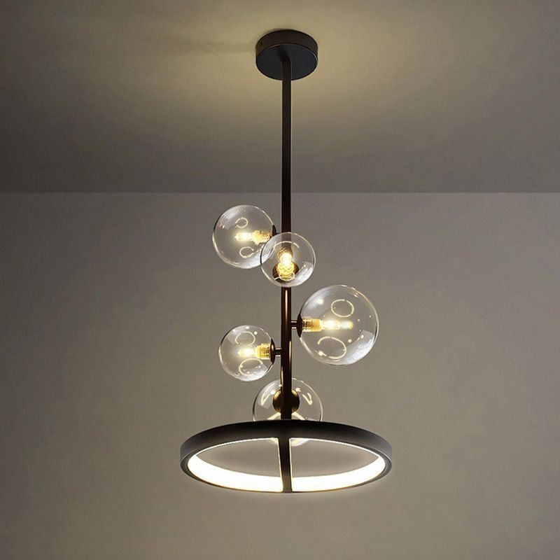Lampadario a sospensione moderno nordico in vetro effetto bolle, 6 luci G9+LED