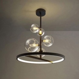 Lampadario a sospensione moderno nordico in vetro effetto bolle, 6 luci G9+LED