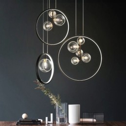 Lampadario a sospensione nordico in vetro con bolle, a cerchio, moderno