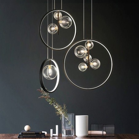 Lampadario a sospensione nordico in vetro con bolle, a cerchio, moderno
